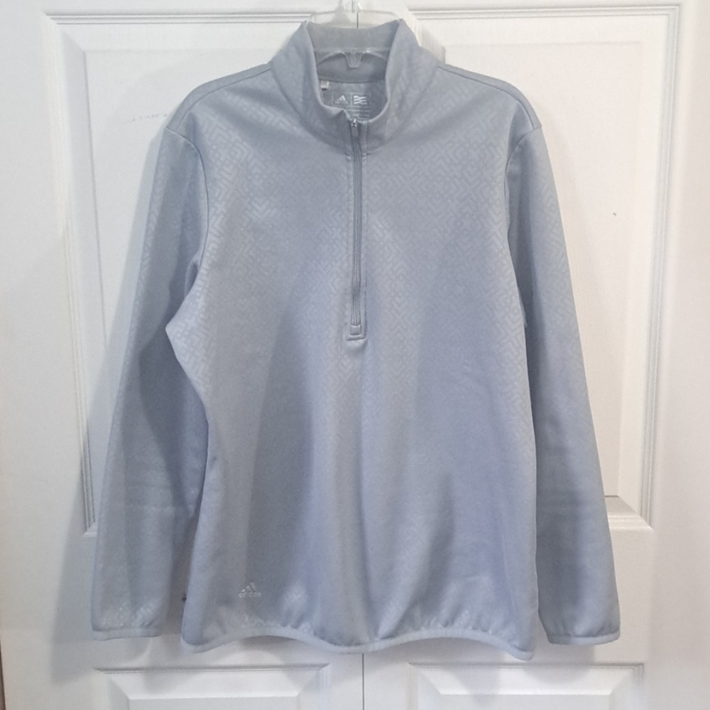 adidas Light Gray Men's Half-Zip Fleece Lined Performance Jacket - M